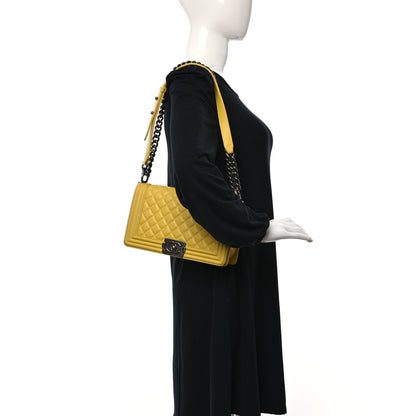 Chanel Calfskin Quilted Medium Boy Flap Yellow 2 of 11