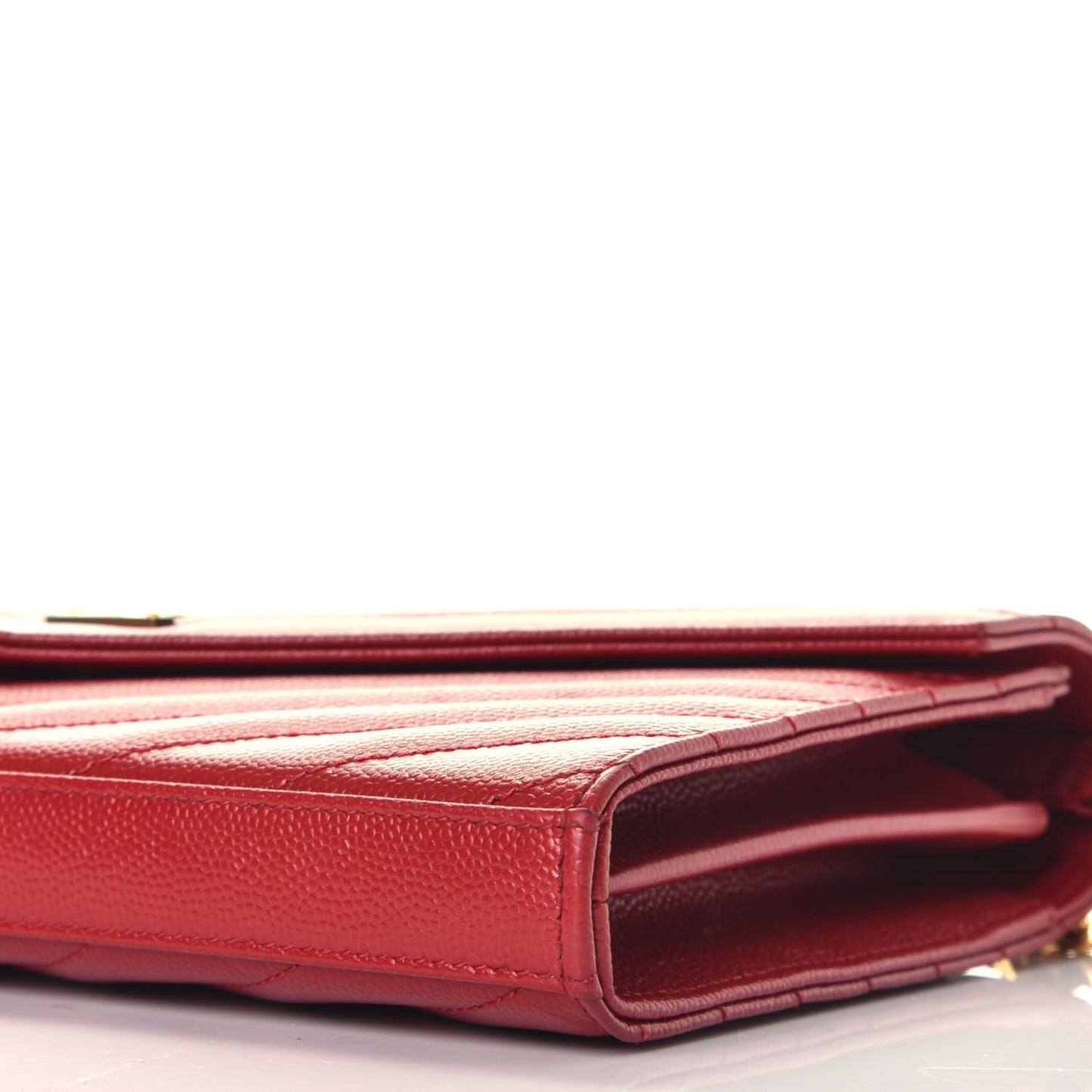 Grain De Poudre Matelasse Chevron Monogram Chain Wallet New Red
