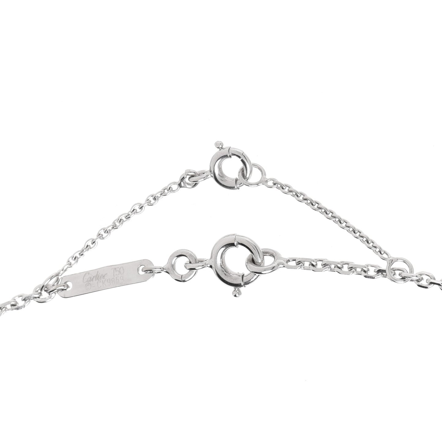 18K White Gold Diamond Small Hearts and Symbols Pendant Necklace