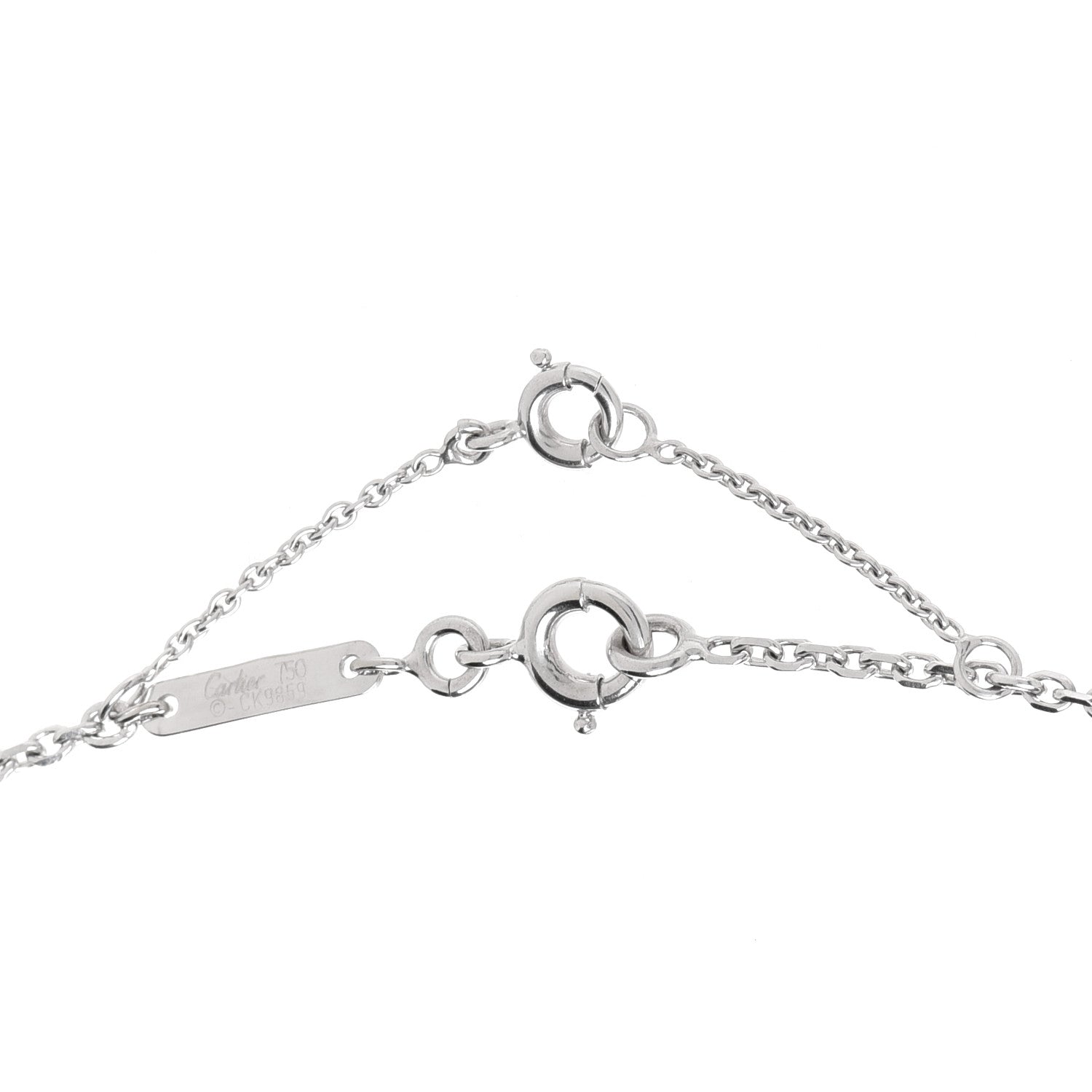 Cartier 18K White Gold Diamond Small Hearts and Symbols Pendant Necklace 4 of 5