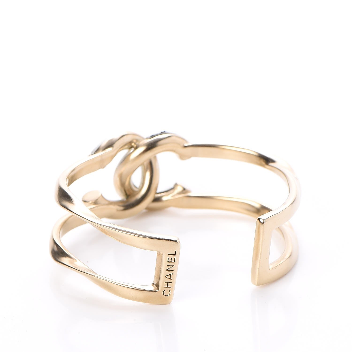 Chanel Metal Logo CC Cuff Gold Silver 3 of 6