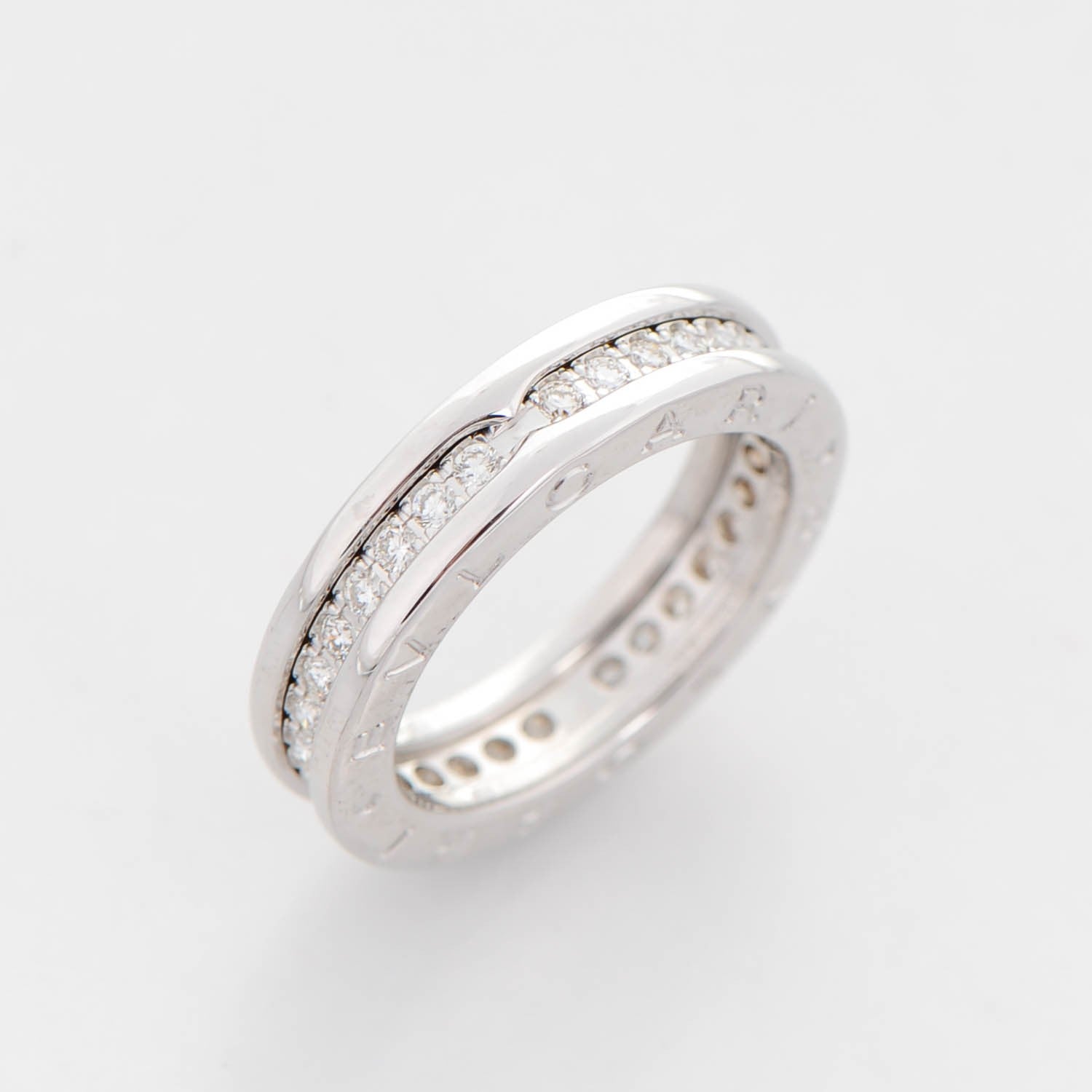Bulgari 18K White Gold Diamond B.Zero1 Pave Ring 50 5.25 7 of 7