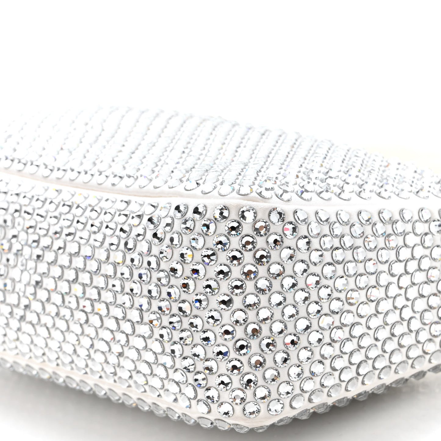 Satin Crystal Mini Re-Edition 2000 Bag White
