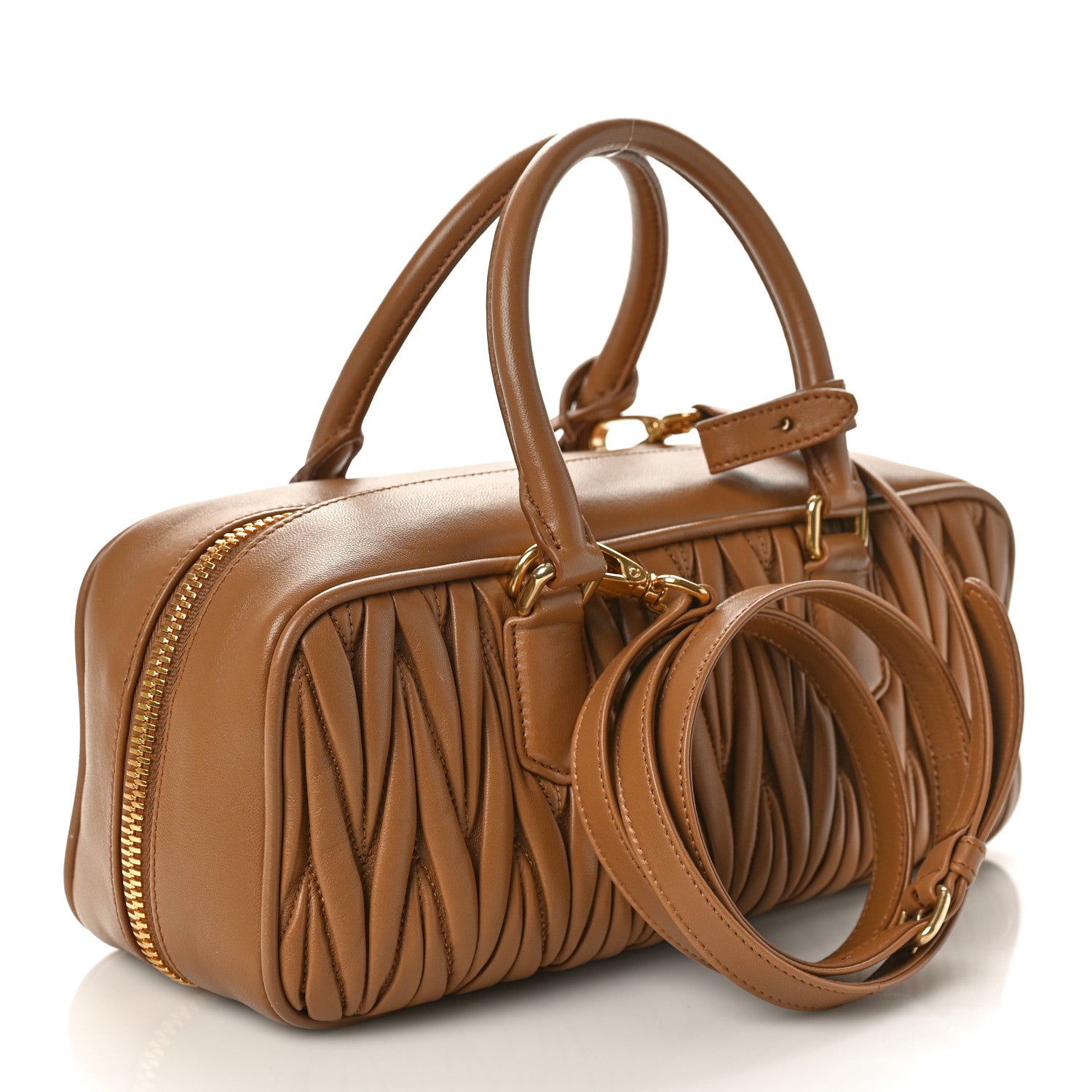 Miu Miu Nappa Matelasse Large Arcadie Top Handle Bag Caramel 3 of 8