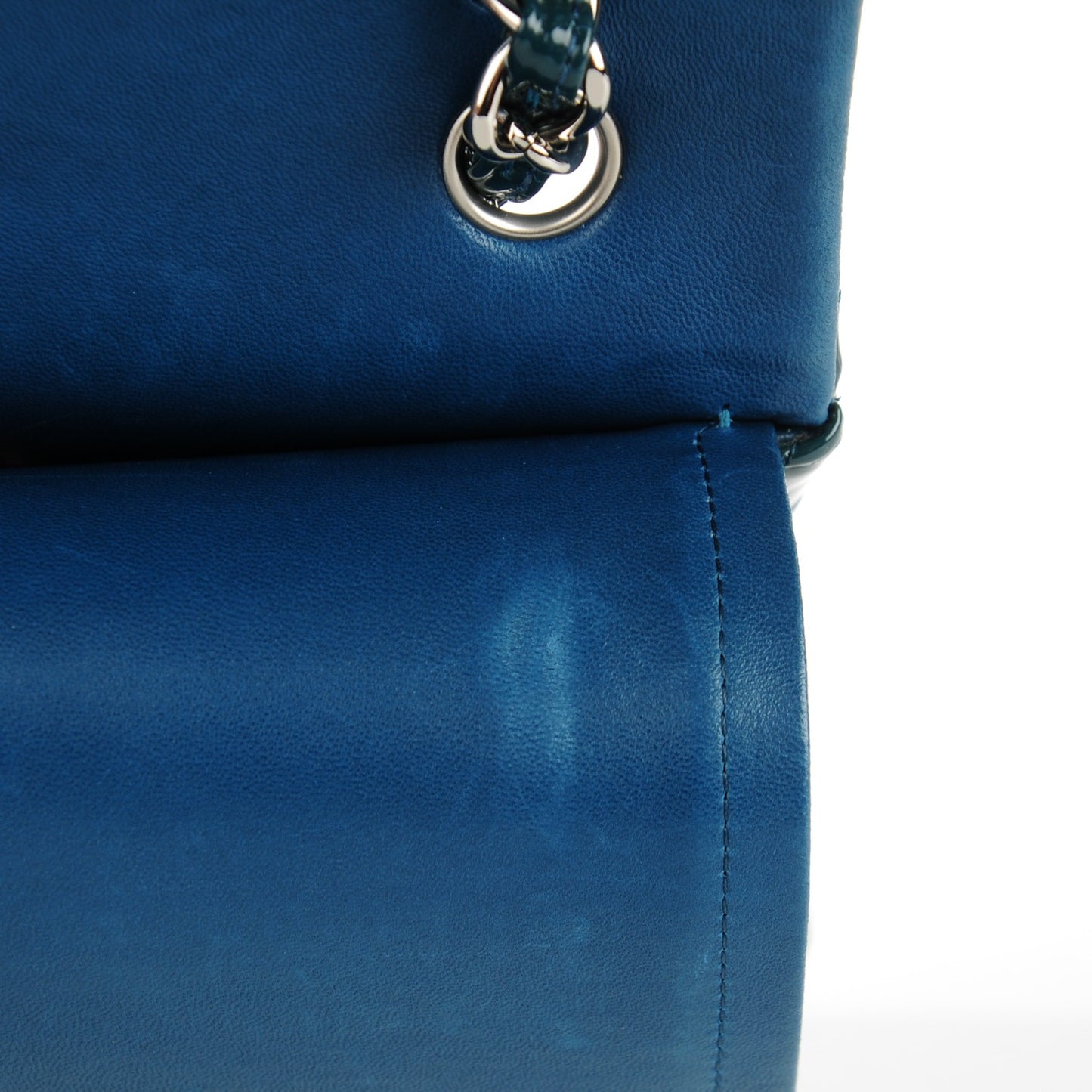 Patent Quilted Jumbo Double Flap Turquoise