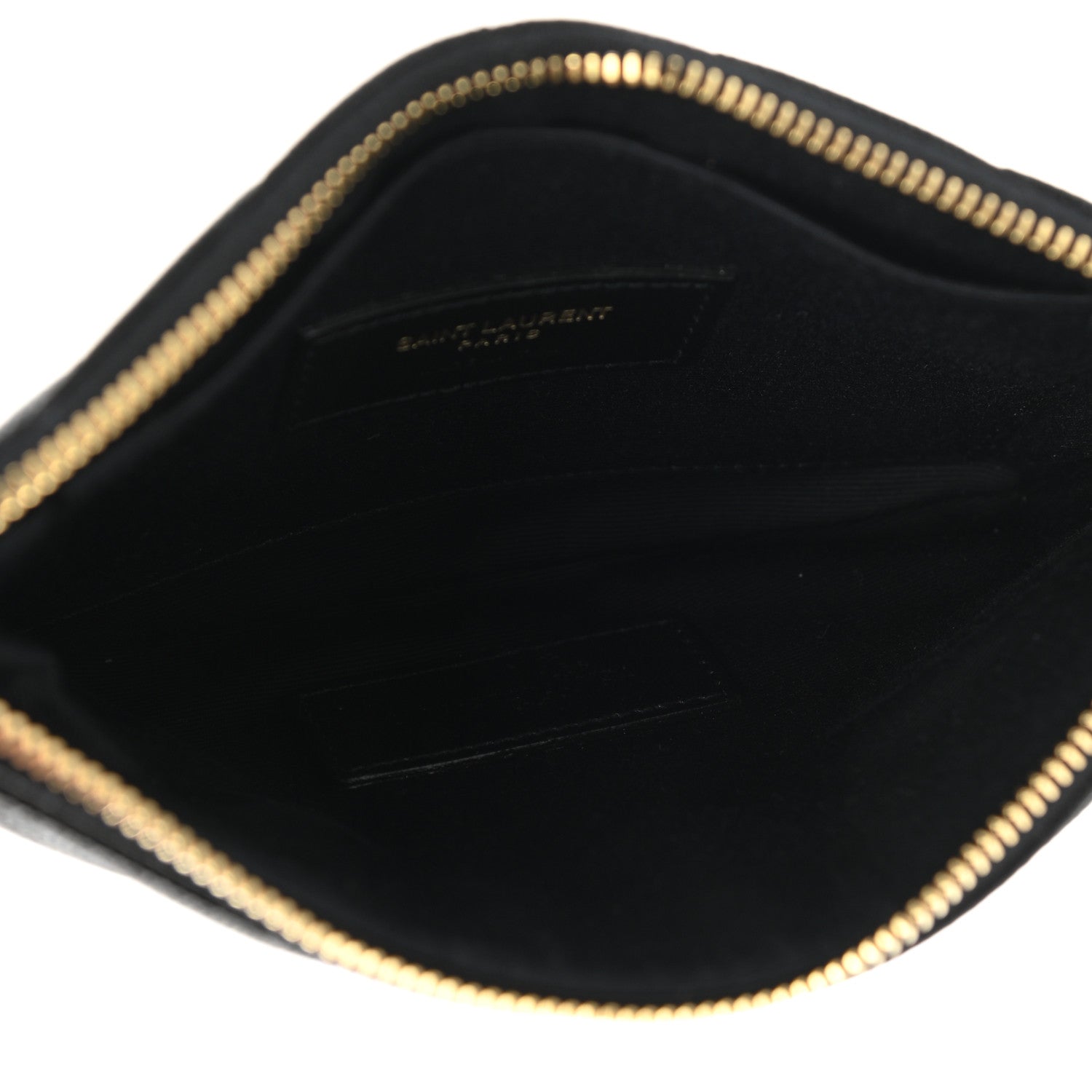 Saint Laurent Grain De Poudre Chevron Monogram Bill Pouch Black 5 of 7