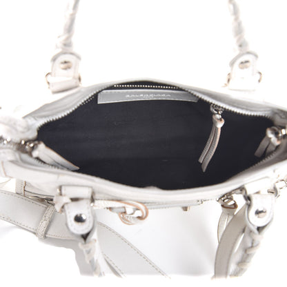 Balenciaga Chevre Silver Metallic Edge Hardware Mini City White 6 of 13