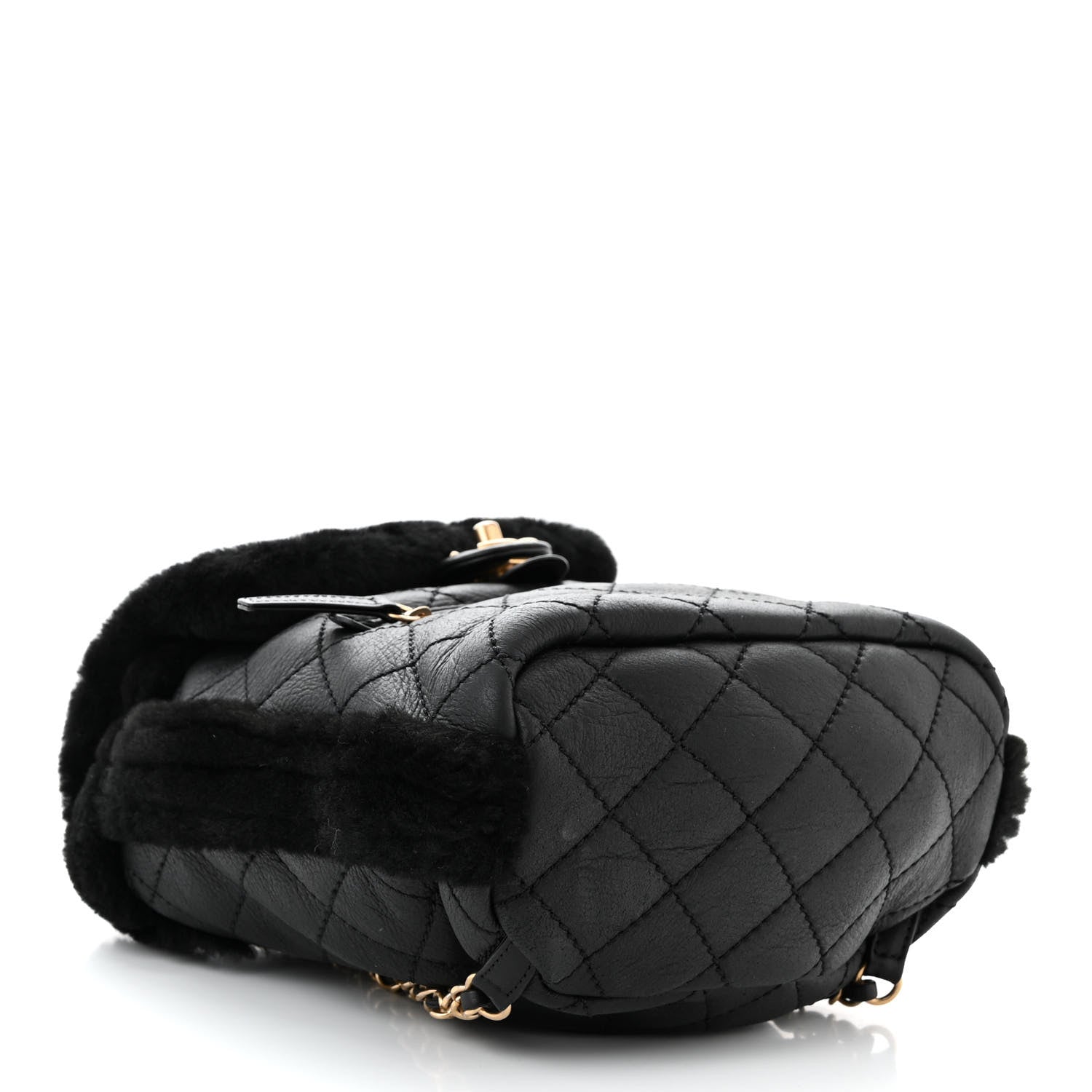 Chanel Lambskin Shearling Quilted CC Backpack Black 4 of 10