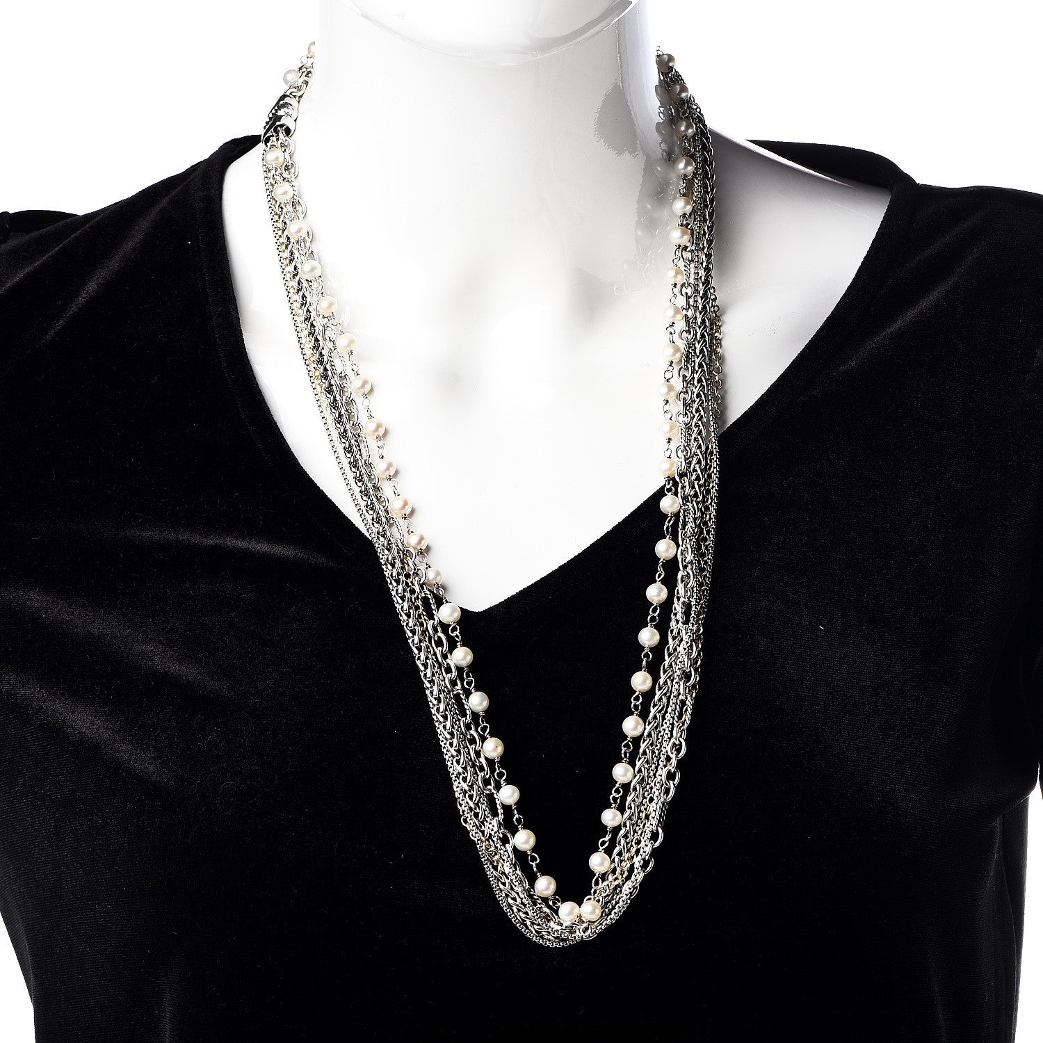 David Yurman Sterling Silver 18K Yellow Gold Pearl Multi Chain Necklace 2 of 4