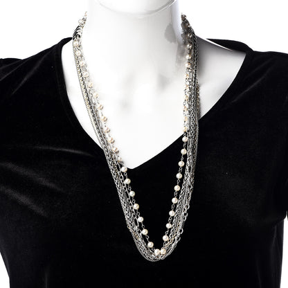 David Yurman Sterling Silver 18K Yellow Gold Pearl Multi Chain Necklace 2 of 4