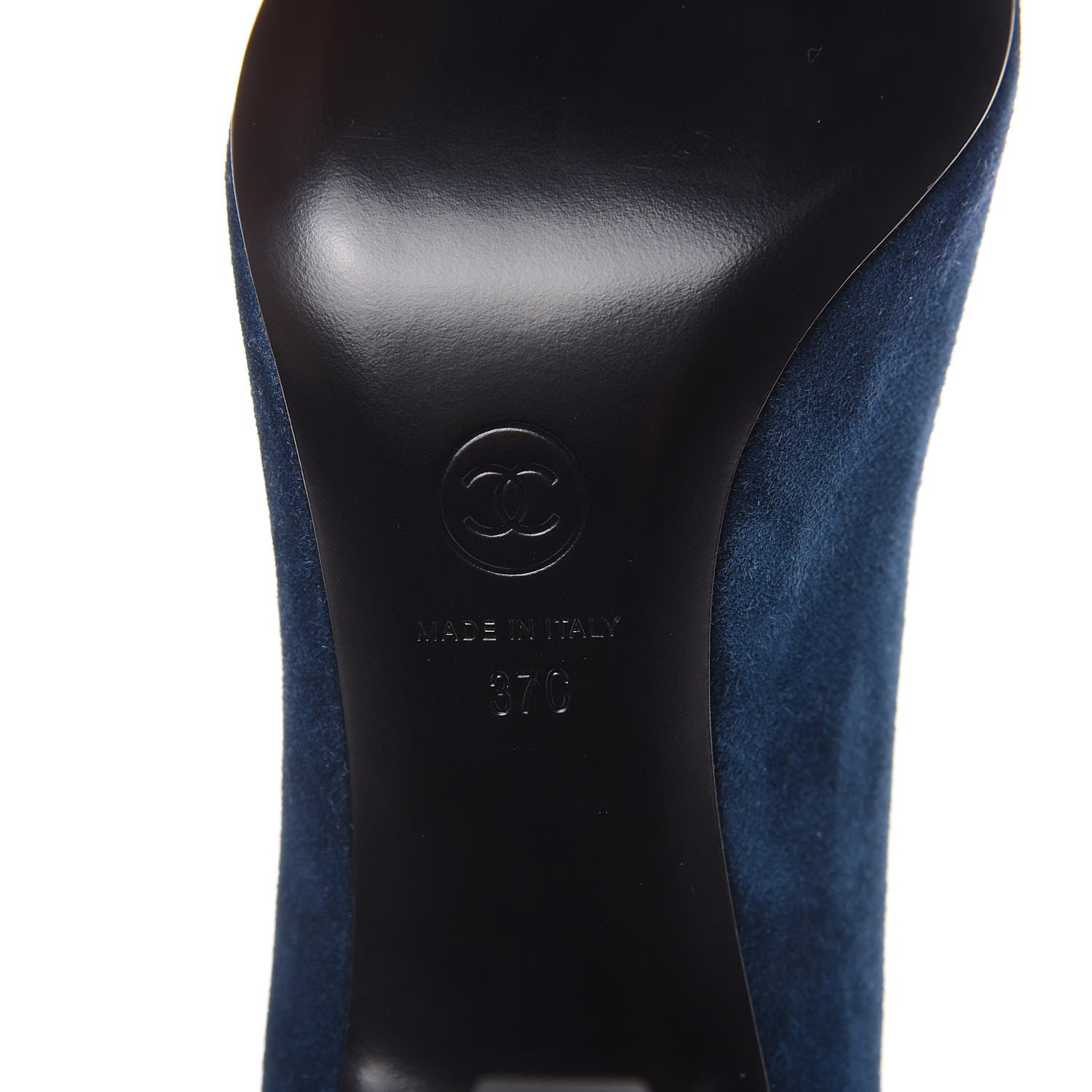 Chanel Suede Satin Cap Toe Gabrielle Pumps 37 Navy Black 6 of 10