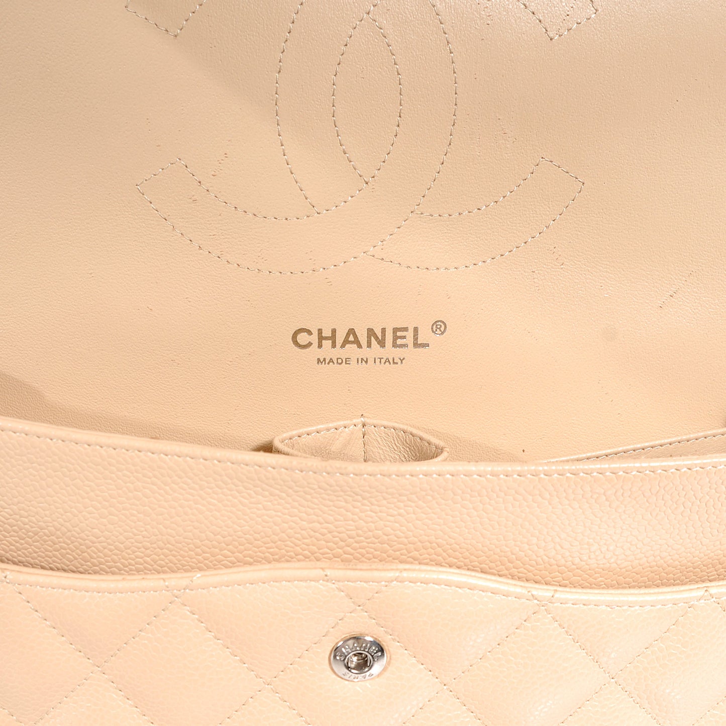 Caviar Jumbo Double Flap Beige