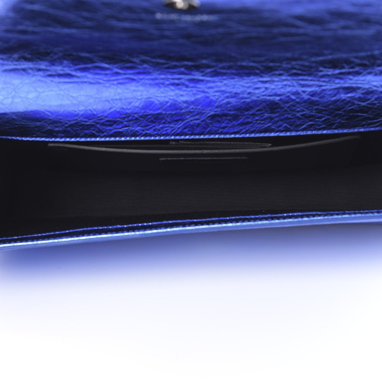 Metallic Crinkled Calfskin Classic Monogram Cassandre Clutch Blue