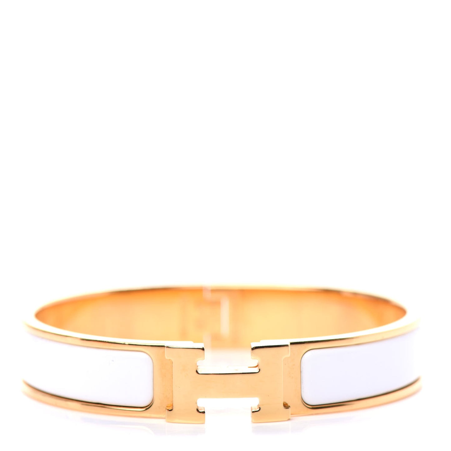 Enamel Narrow Clic Clac H Bracelet GM White