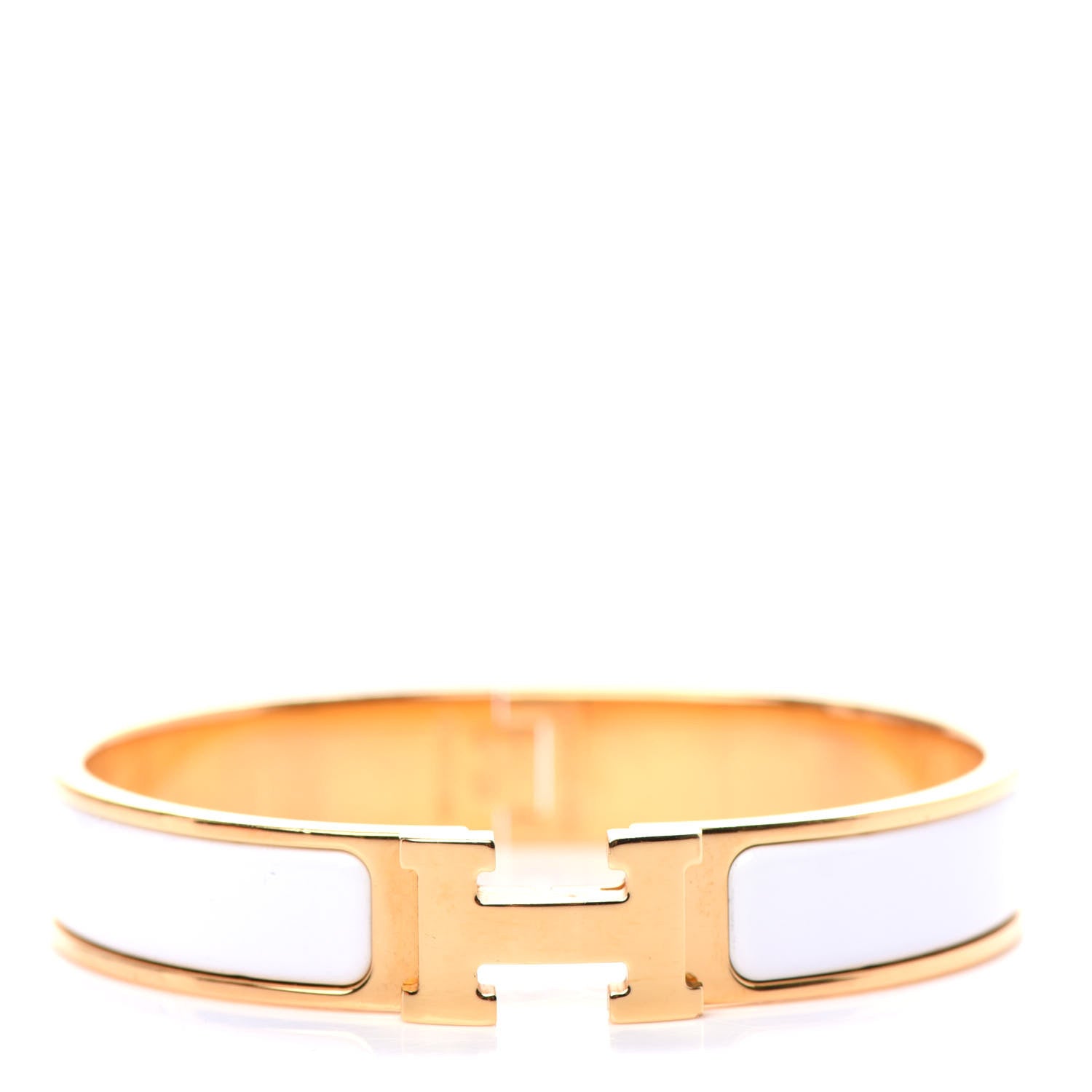Hermes Enamel Narrow Clic Clac H Bracelet GM White 1 of 5