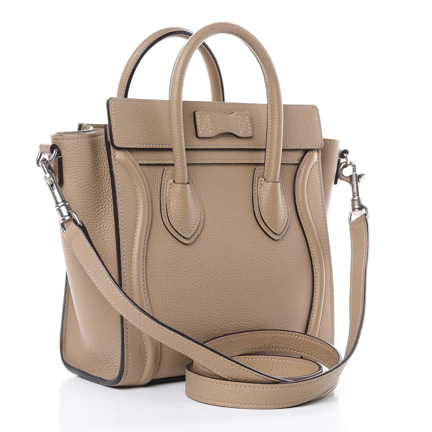 Celine Drummed Calfskin Nano Luggage Dune 3 of 12