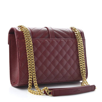 Saint Laurent Grain De Poudre Textured Mixed Matelasse Triquilt Medium Monogram Satchel Oxblood 3 of 9