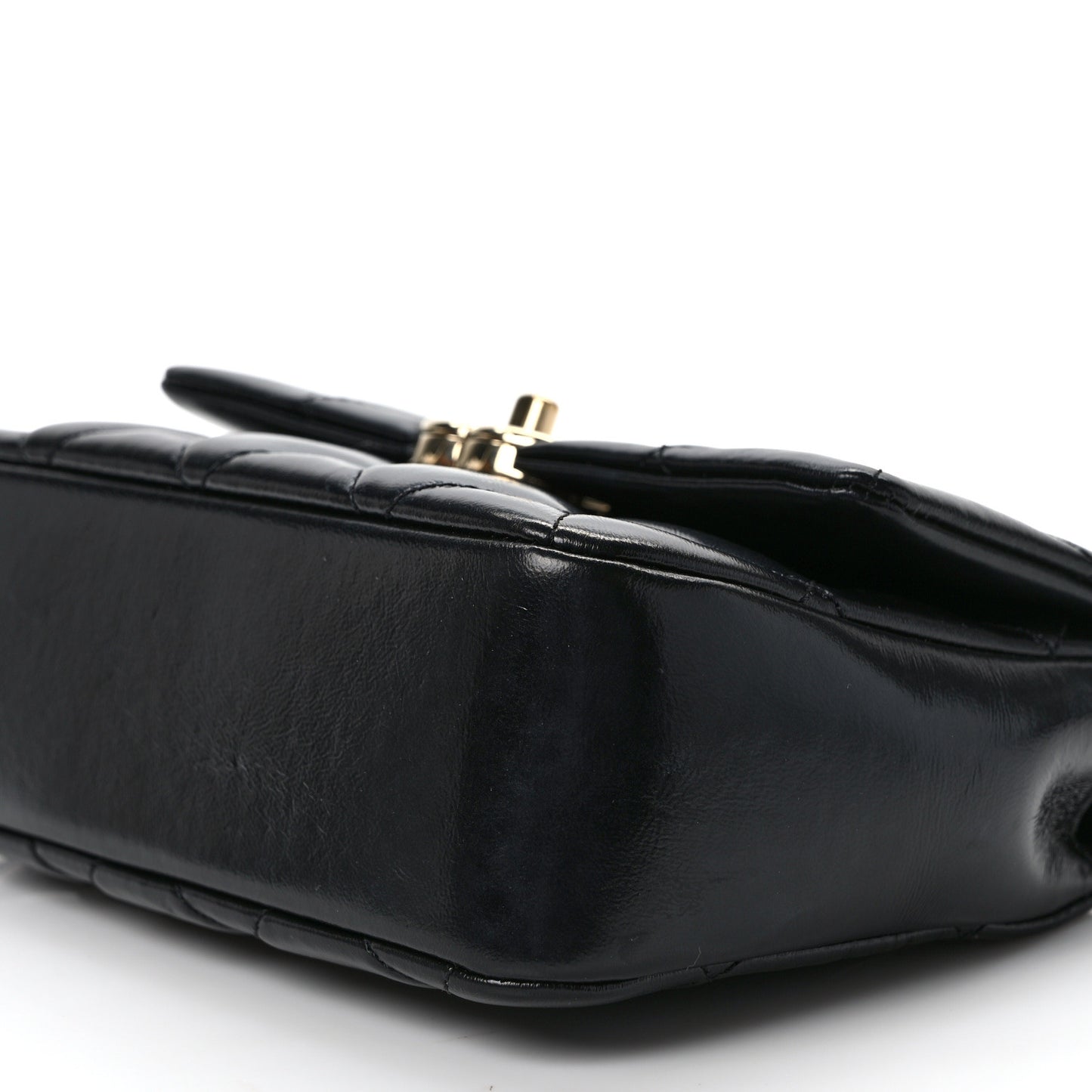 Shiny Lambskin Quilted Mini Coco Trip Flap Bag Black