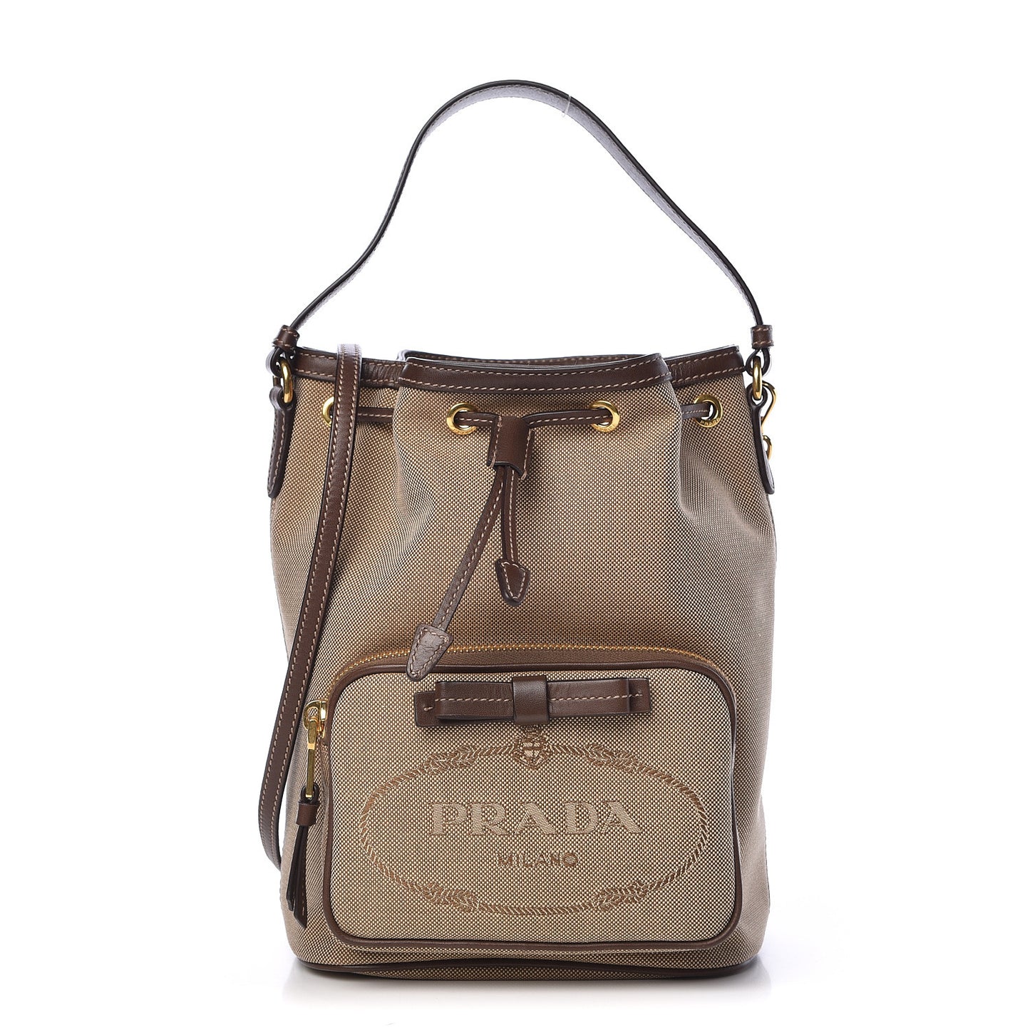Jacquard Logo Mini Bucket Crossbody Bag Corda Bruciato