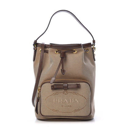 Prada Jacquard Logo Mini Bucket Crossbody Bag Corda Bruciato 1 of 9