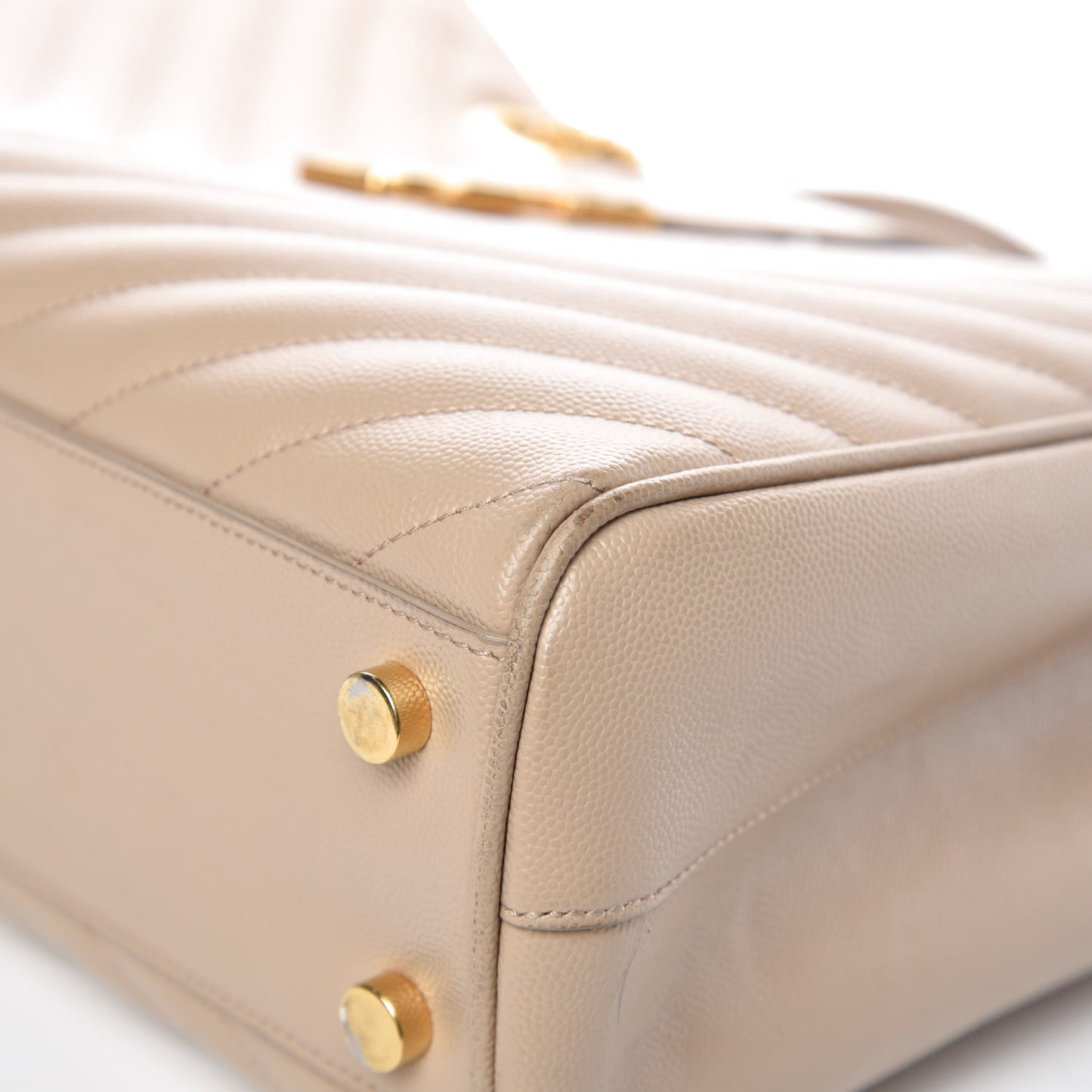 Grain De Poudre Matelasse Chevron Monogram Shopping Bag Dark Beige