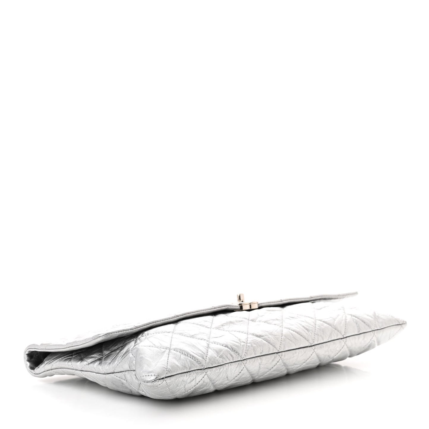 Metallic Crumpled Calfskin Big Bang Large Flap Bag Silver
