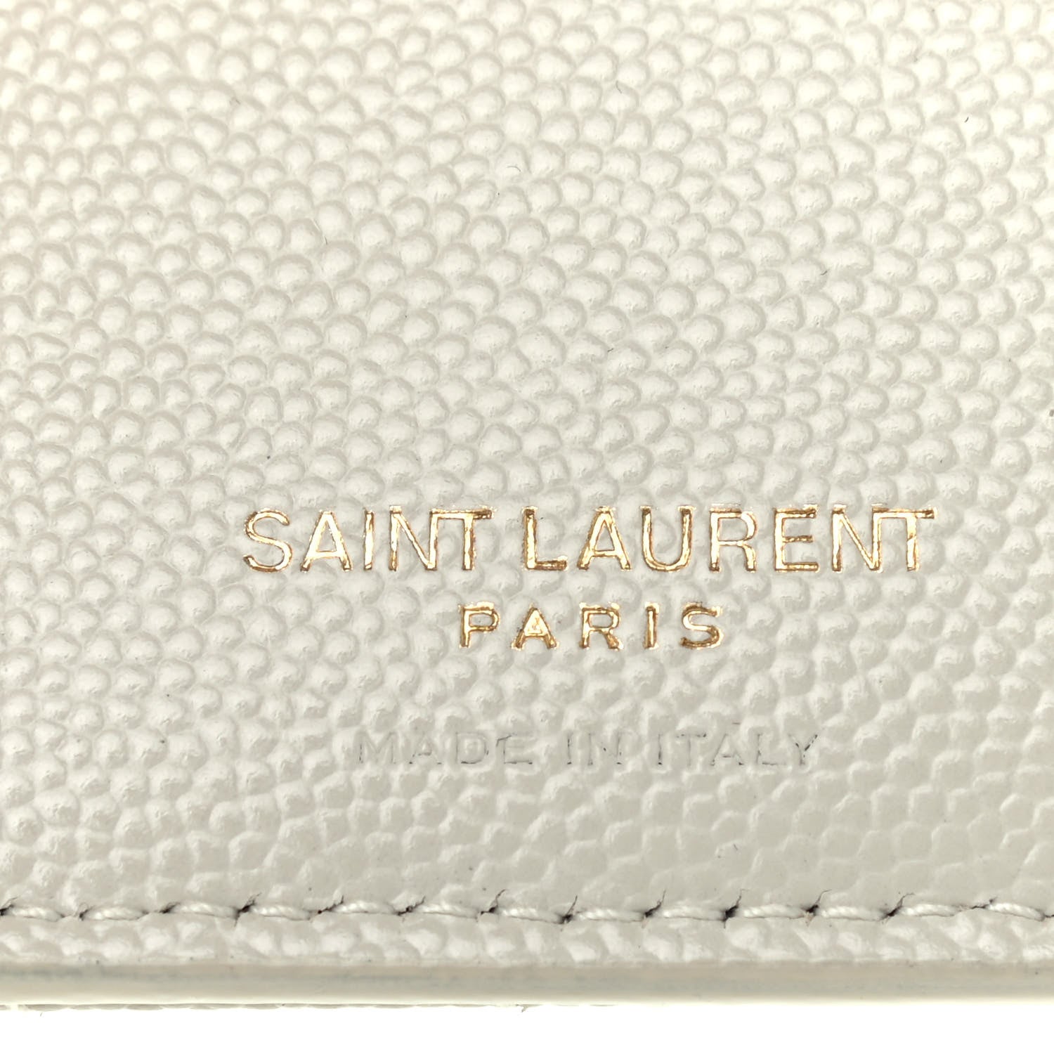 Saint Laurent Grain De Poudre Matelasse Chevron Monogram Zipped Two-Part Wallet Crema Soft 6 of 7