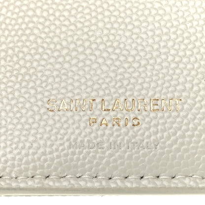 Saint Laurent Grain De Poudre Matelasse Chevron Monogram Zipped Two-Part Wallet Crema Soft 6 of 7