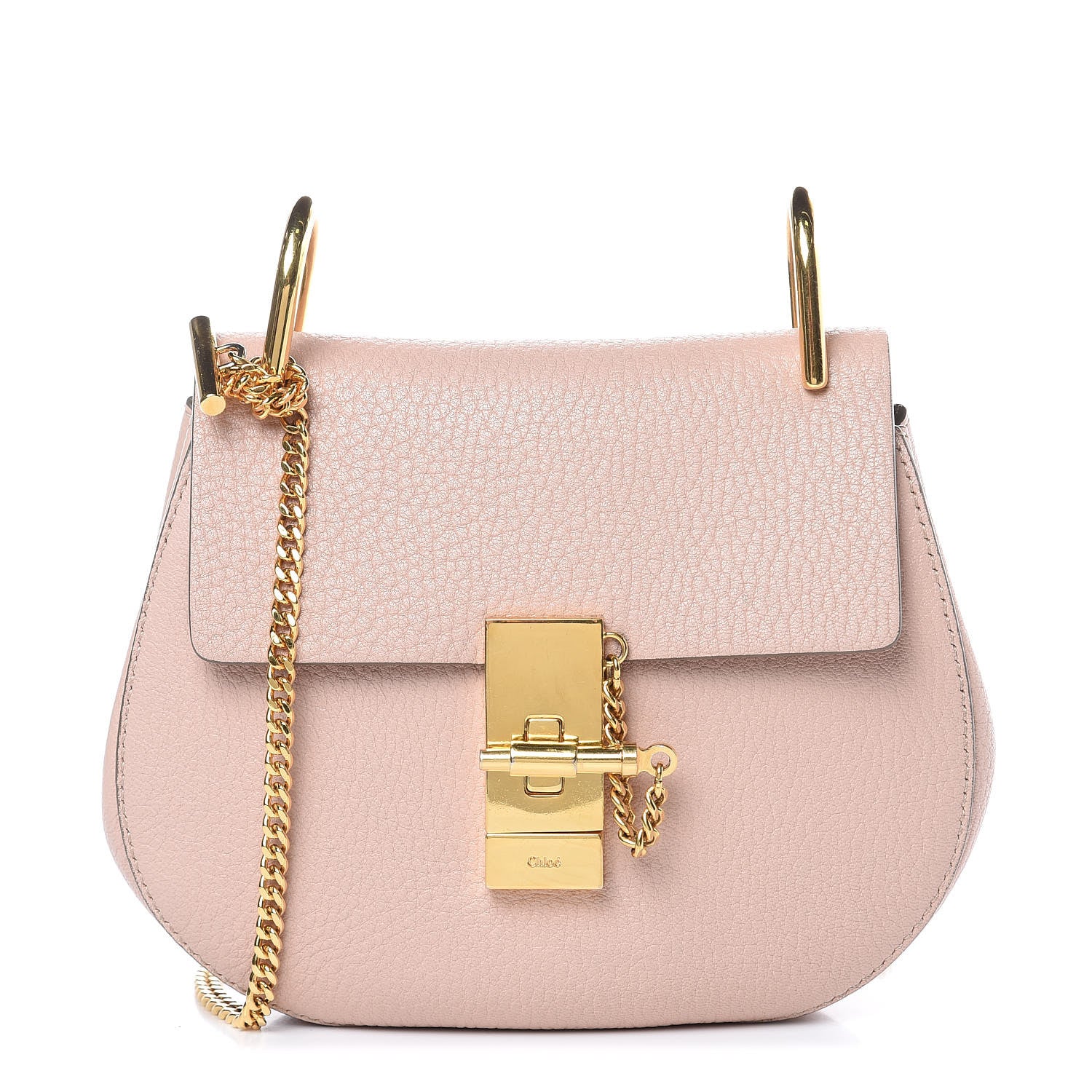 Chloe Grained Lambskin Mini Drew Shoulder Bag Cement Pink 1 of 13