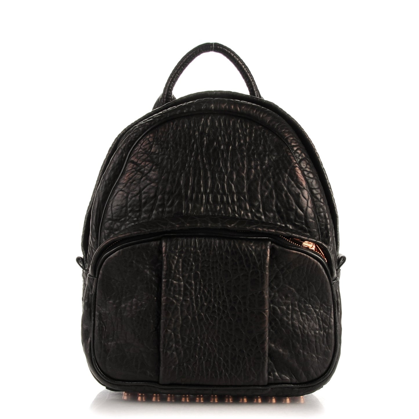 Pebbled Lambskin Dumbo Backpack Black Rose Gold Hardware