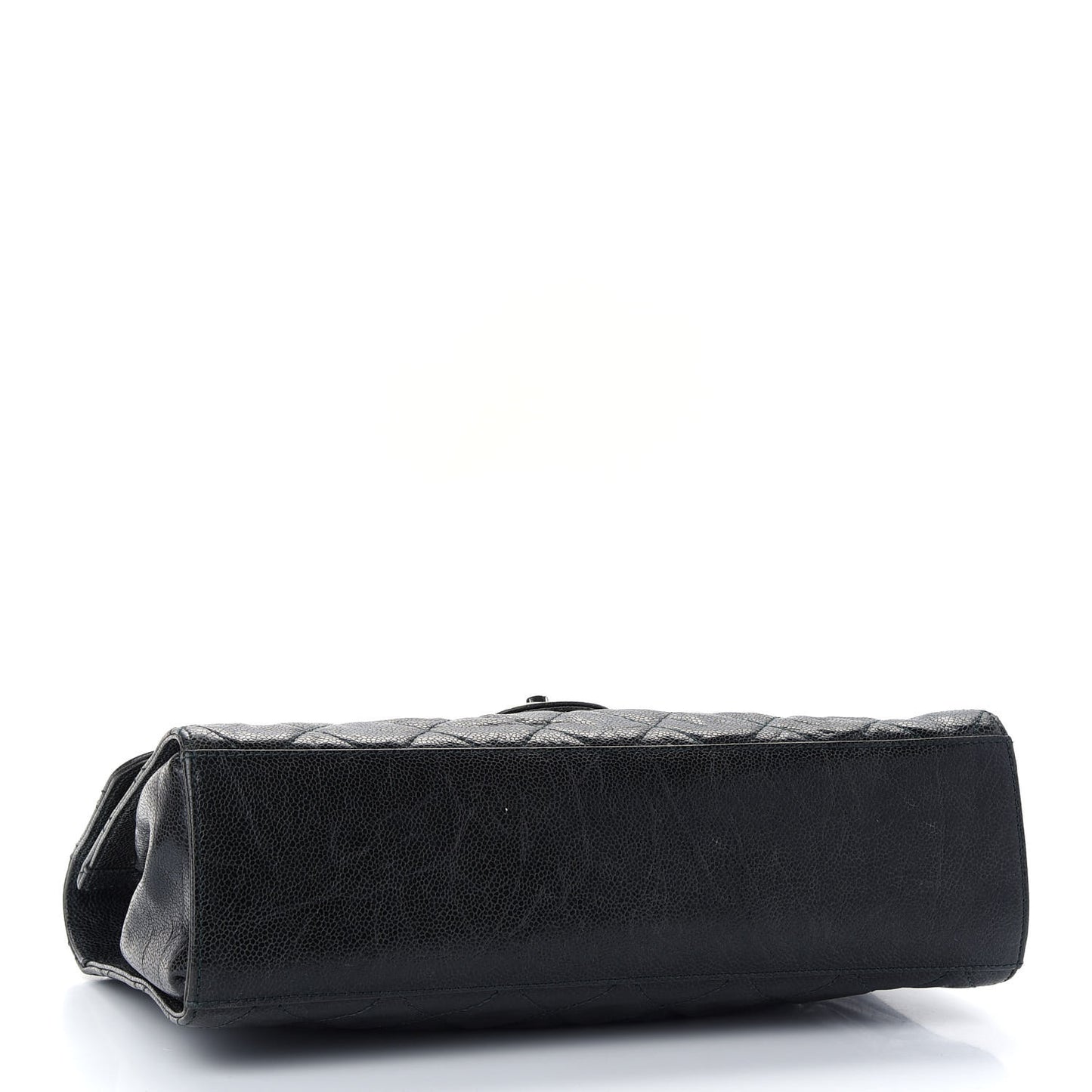 Crumpled Grained Calfskin Jumbo CC Crave Flap Black