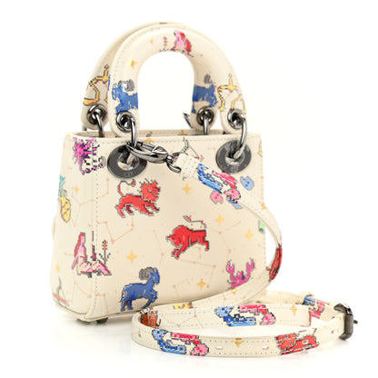Christian Dior Smooth Calfskin Zodiac Pixel Printed Micro Lady Dior White Multicolor 3 of 10