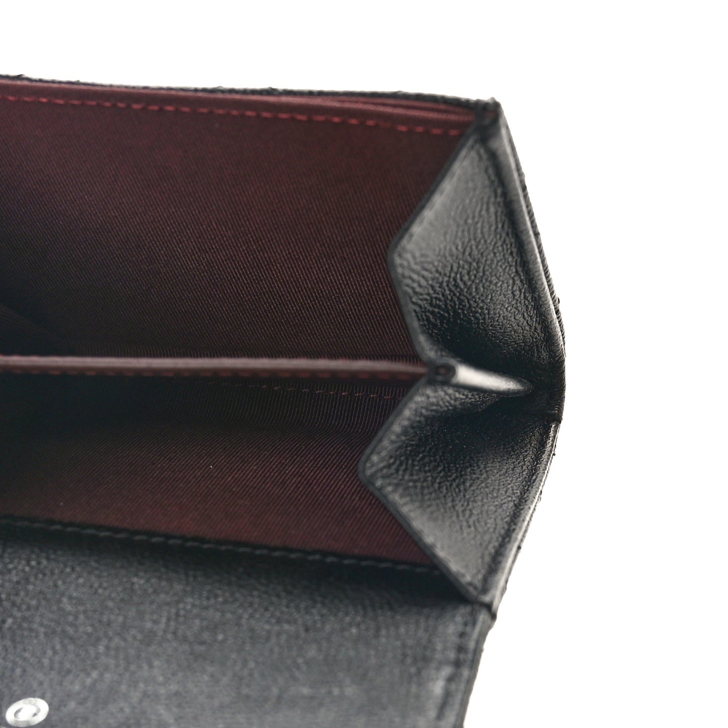 Caviar Quilted Flap Card Holder Wallet Black