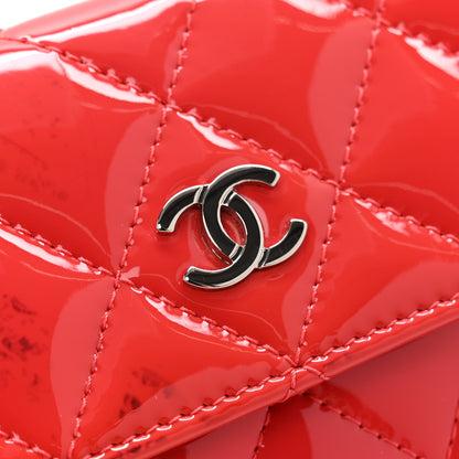 Chanel Patent Quilted Card Holder Wallet Red 10 of 10