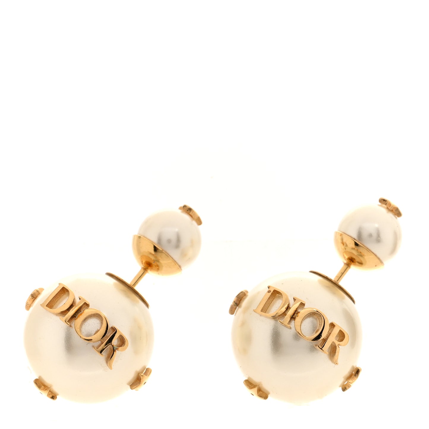 Pearl Logo Mise En Dior Tribal Earrings Gold