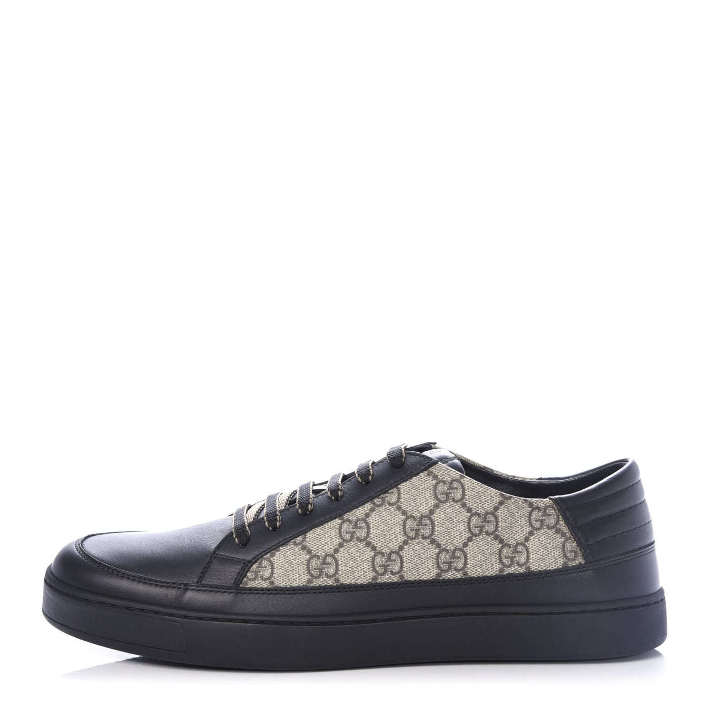 GG Supreme Monogram Mens Low Top Sneakers 9 Black Beige Ebony