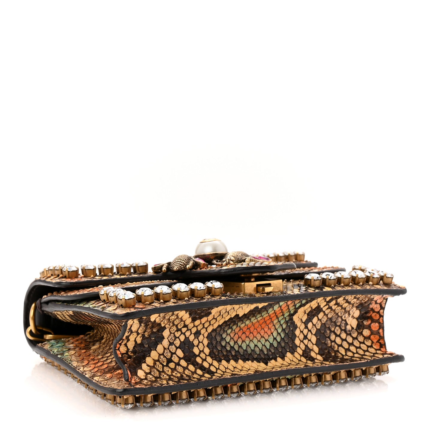 Python Crystal Mini Bee Broadway Shoulder Bag  Gold Cloud Butter Ivory Paradise Cloud