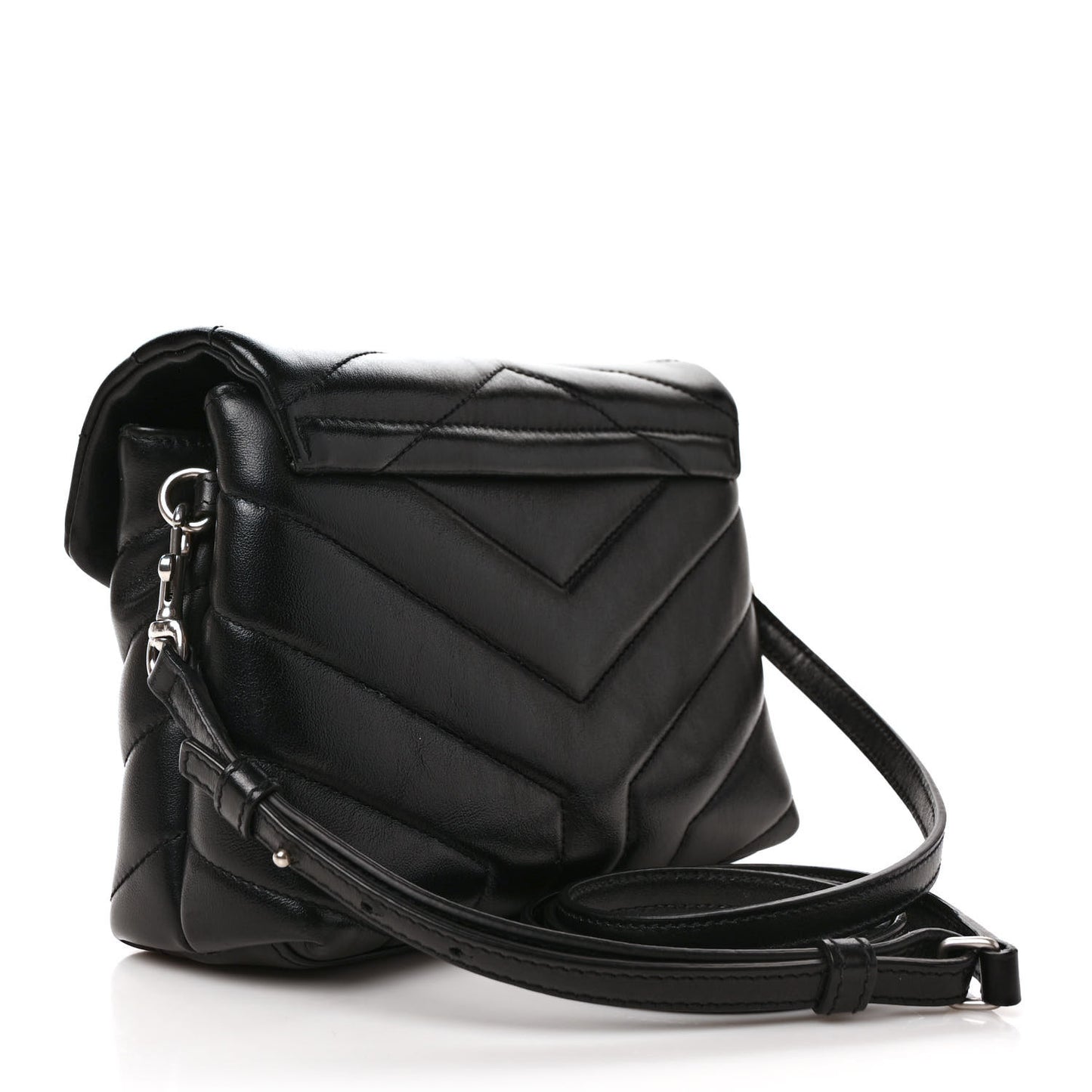 Calfskin Y Quilted Monogram Toy Loulou Crossbody Bag Black