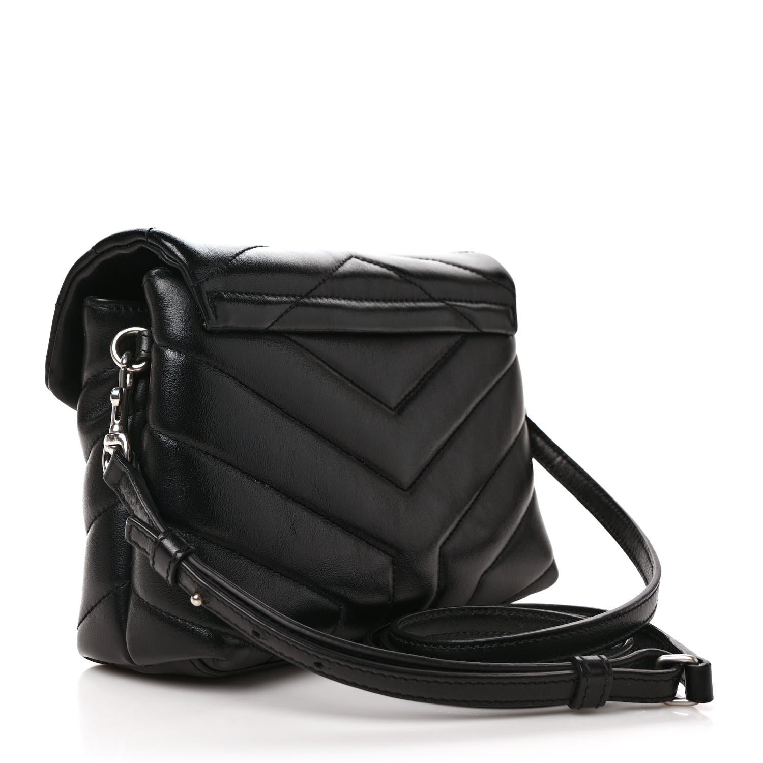 Saint Laurent Calfskin Y Quilted Monogram Toy Loulou Crossbody Bag Black 3 of 9