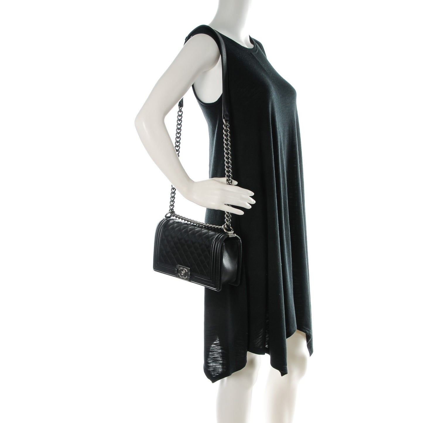 Lambskin Quilted Medium Boy Flap Black