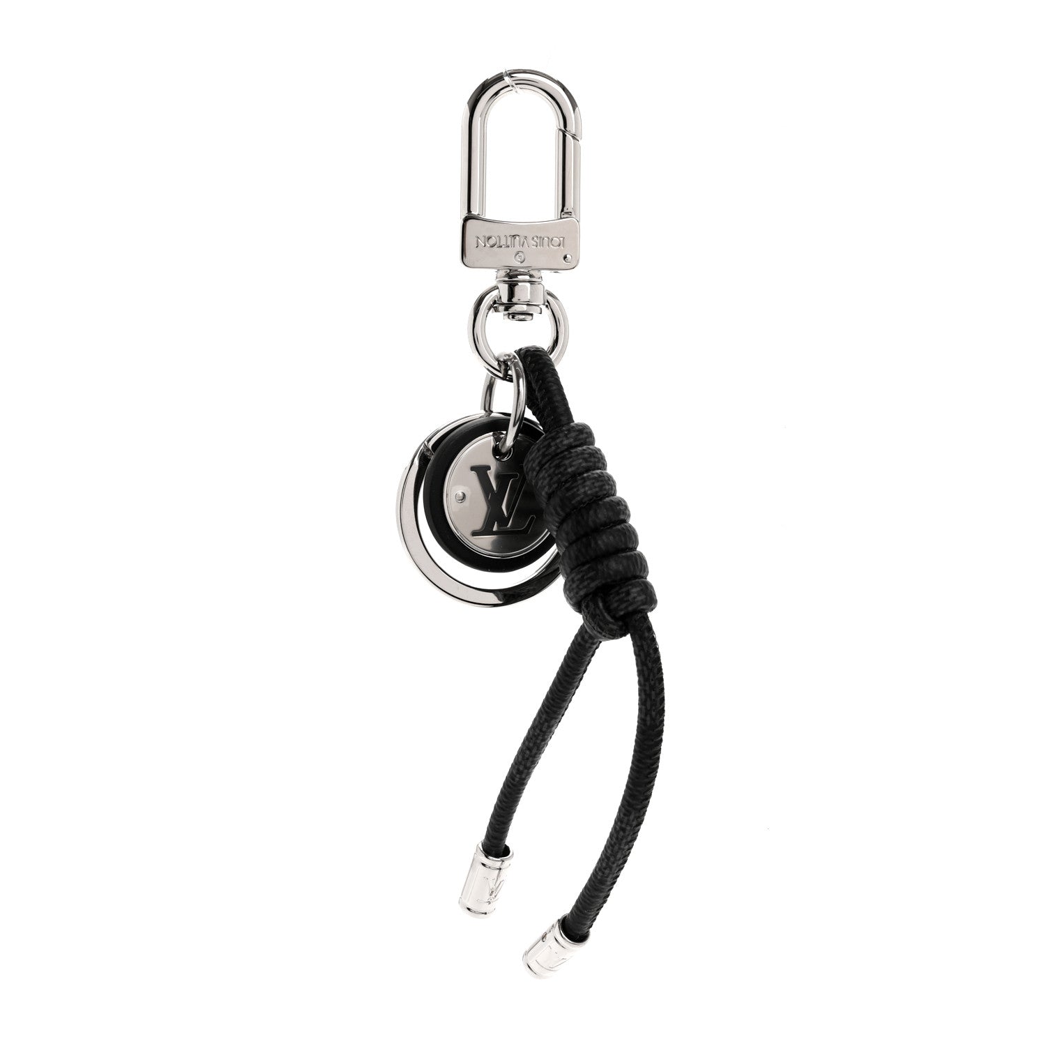 Louis Vuitton Palladium Damier Graphite Rope Bag Charm Key Holder 1 of 3