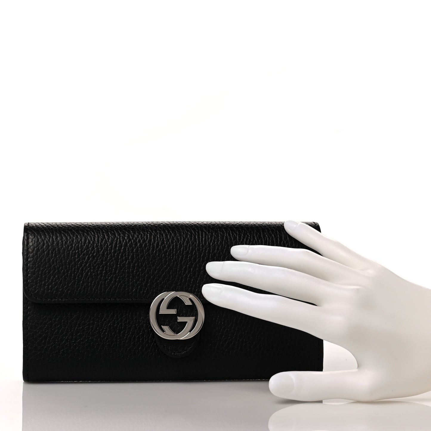 Dollar Calfskin Interlocking G Continental Wallet Black