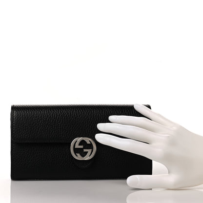 Gucci Dollar Calfskin Interlocking G Continental Wallet Black 2 of 9