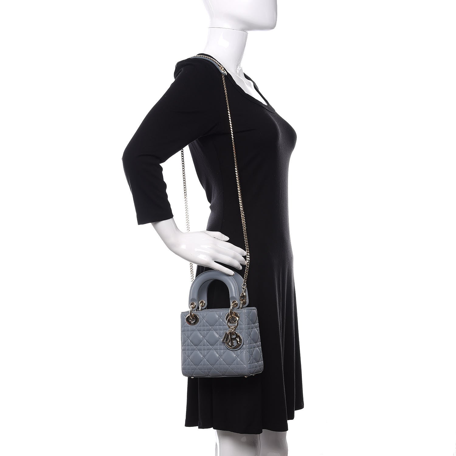 Christian Dior Lambskin Cannage Mini Lady Dior Sky Blue 2 of 11