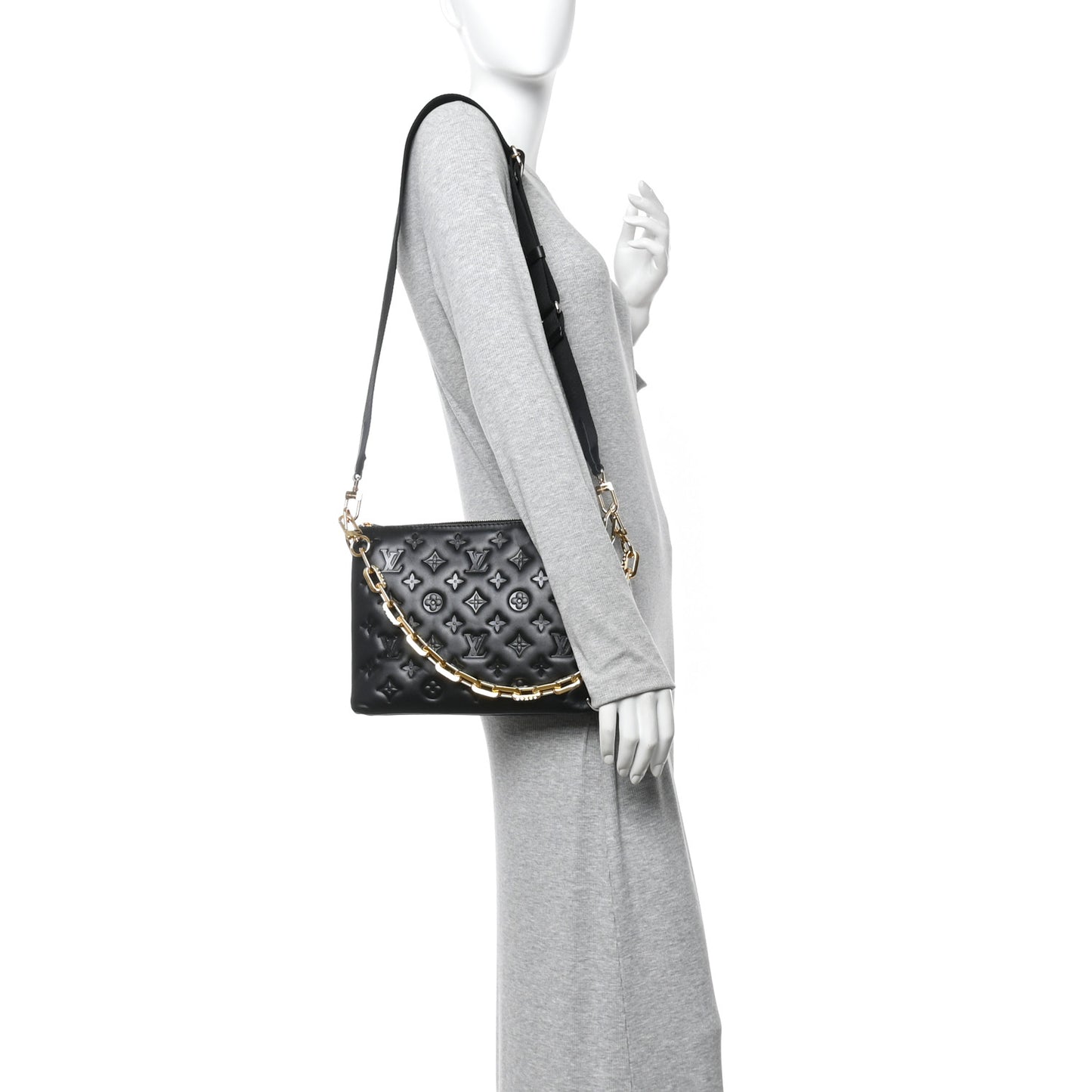 Lambskin Embossed Monogram Coussin PM Black