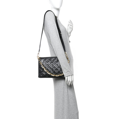 Louis Vuitton Lambskin Embossed Monogram Coussin PM Black 2 of 9