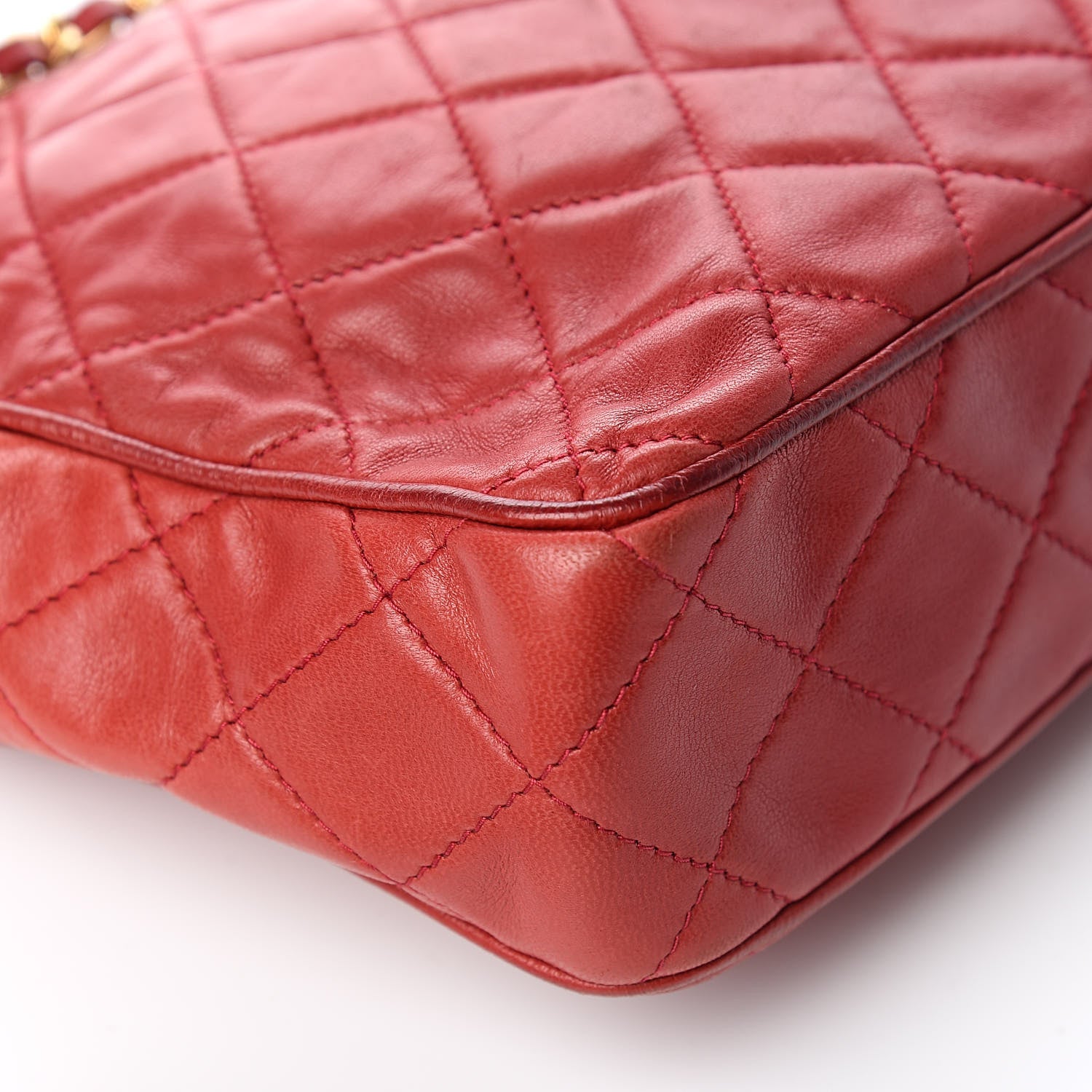 Chanel Lambskin Quilted Tassel Camera Case Red 12 of 14