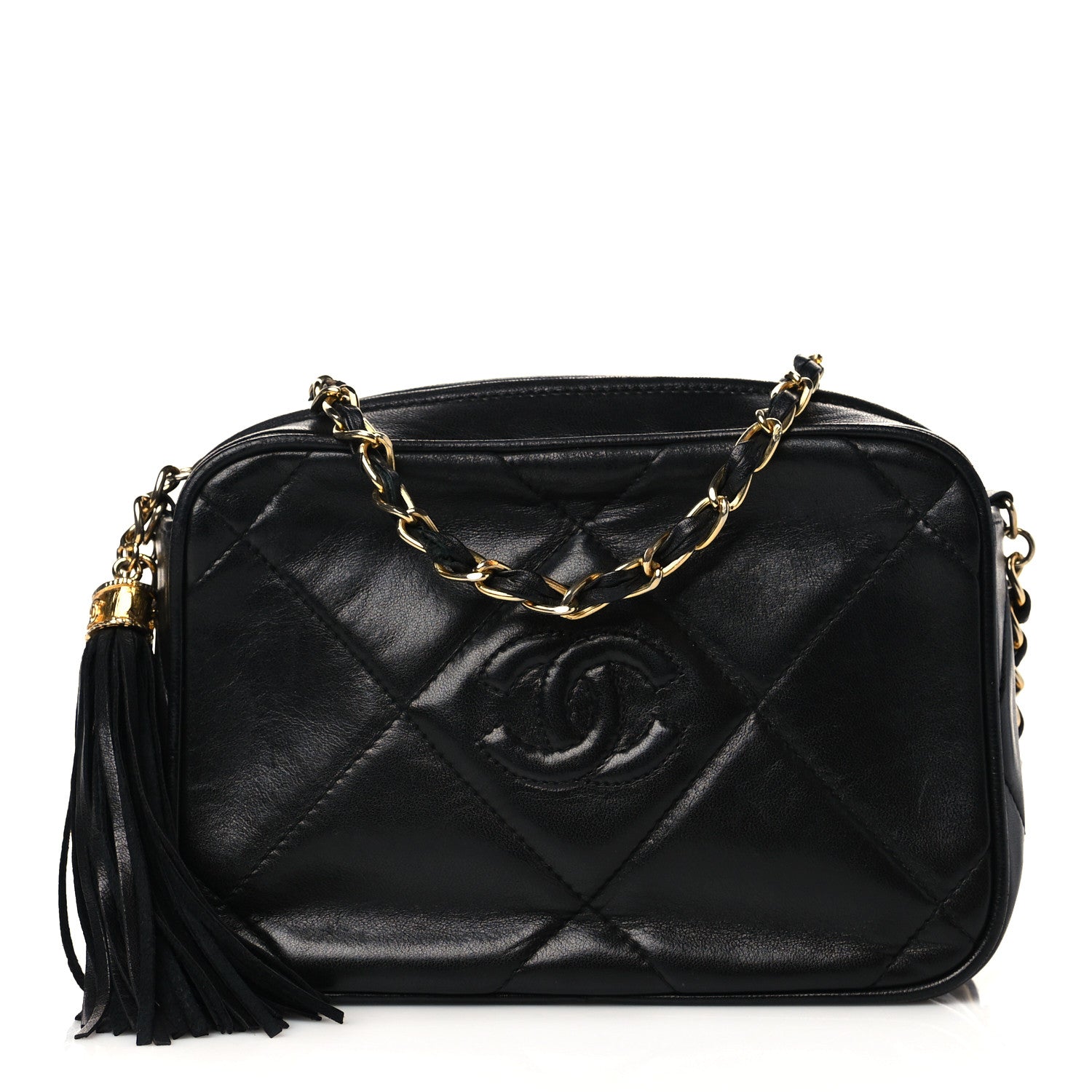 Chanel Lambskin Quilted CC Tassel Camera Case Black 1 of 9