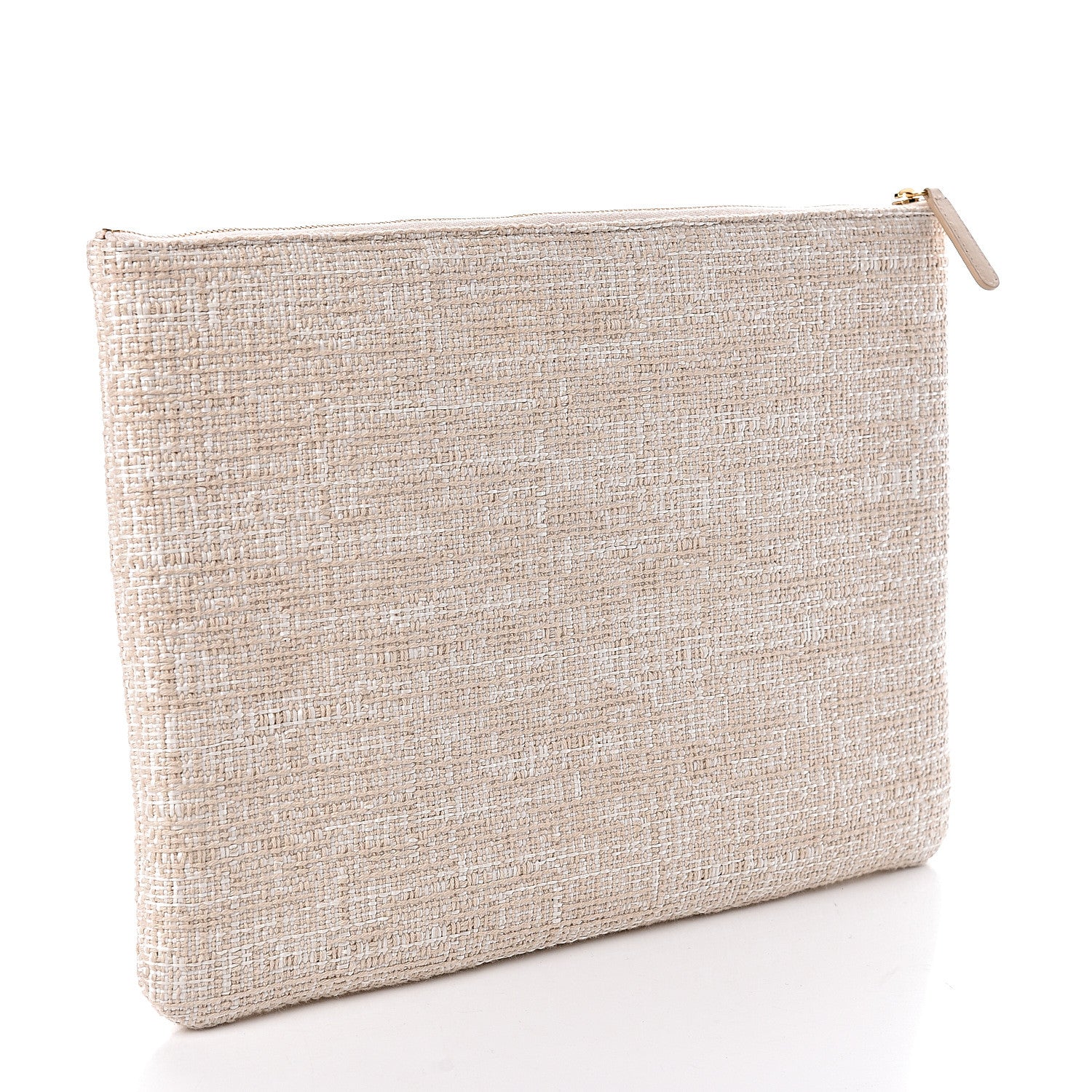 Chanel Woven Raffia Large Deauville Pouch White 3 of 8