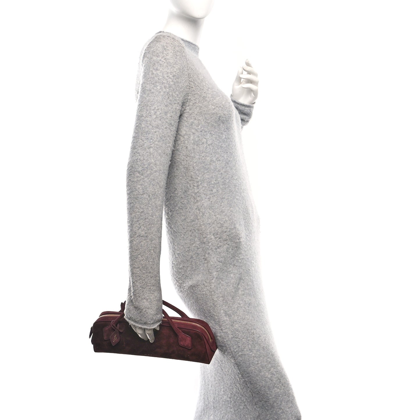 Suede Goatskin Teckel Clutch Rouge Grenat